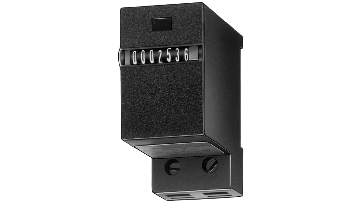 Contatore Kübler 1.132.101.012, 10 Hz, 7 cifre, montaggio su guida DIN, alimentazione 12 V c.c., IP50, antiurto.