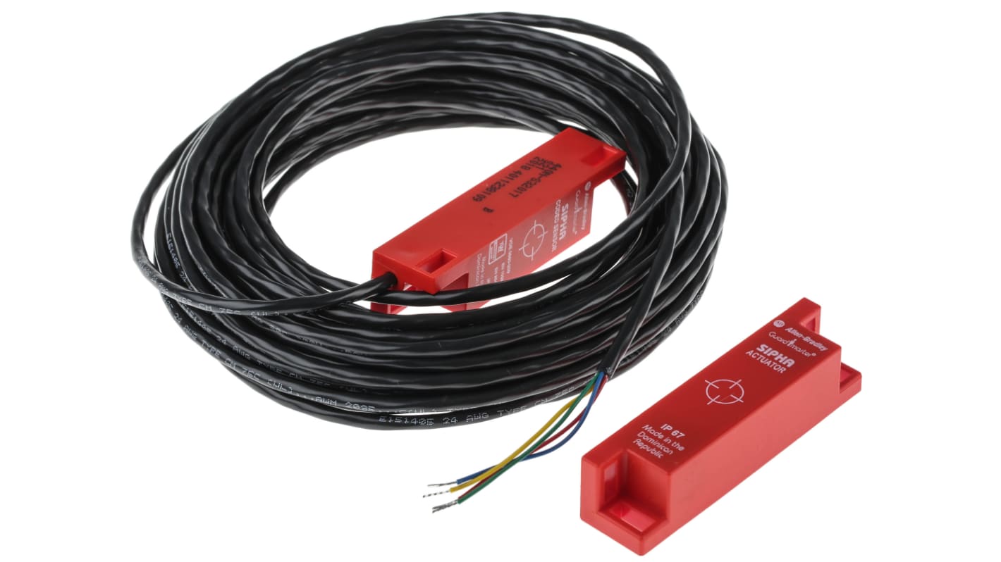 Interruttore di sicurezza magnetico Allen Bradley Guardmaster 440N-S32017, contatti 1NC/1NO, grado di protezione IP67, cavo 10 m.