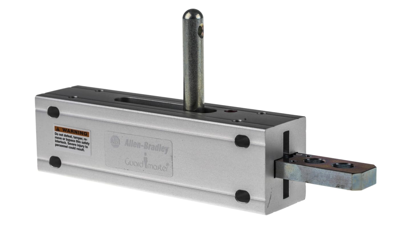 Attuatore di interblocco di sicurezza Allen Bradley Guardmaster 440G-A27163 in acciaio inox, azionamento manuale, dimensioni 3,3 x 1,57 x 5,51 pollici.