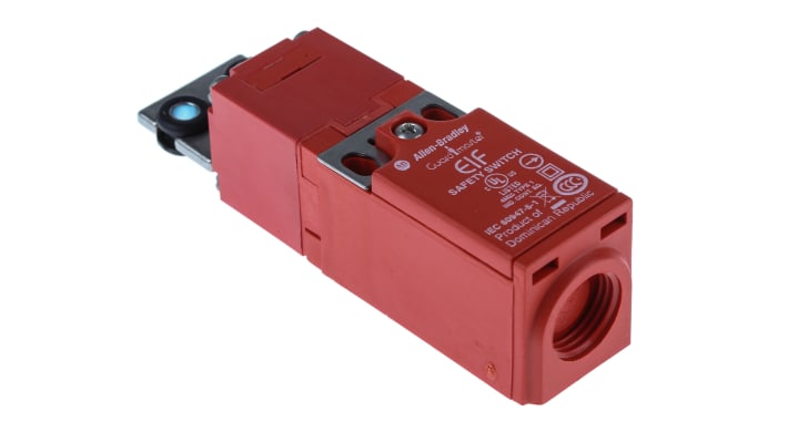 Interruttore di interblocco di sicurezza Allen Bradley Guardmaster 440K-E33080, 2NC, IP67, dimensioni 75x25x29mm, attuatore incluso.