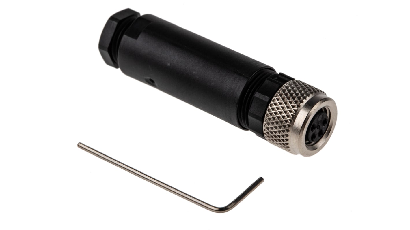 Connettore circolare femmina Phoenix Contact SACC-M 8FS-4CON-M-SW (1506891) per sensori industriali. Resistente a temperature estreme, IP67, contatti in oro.