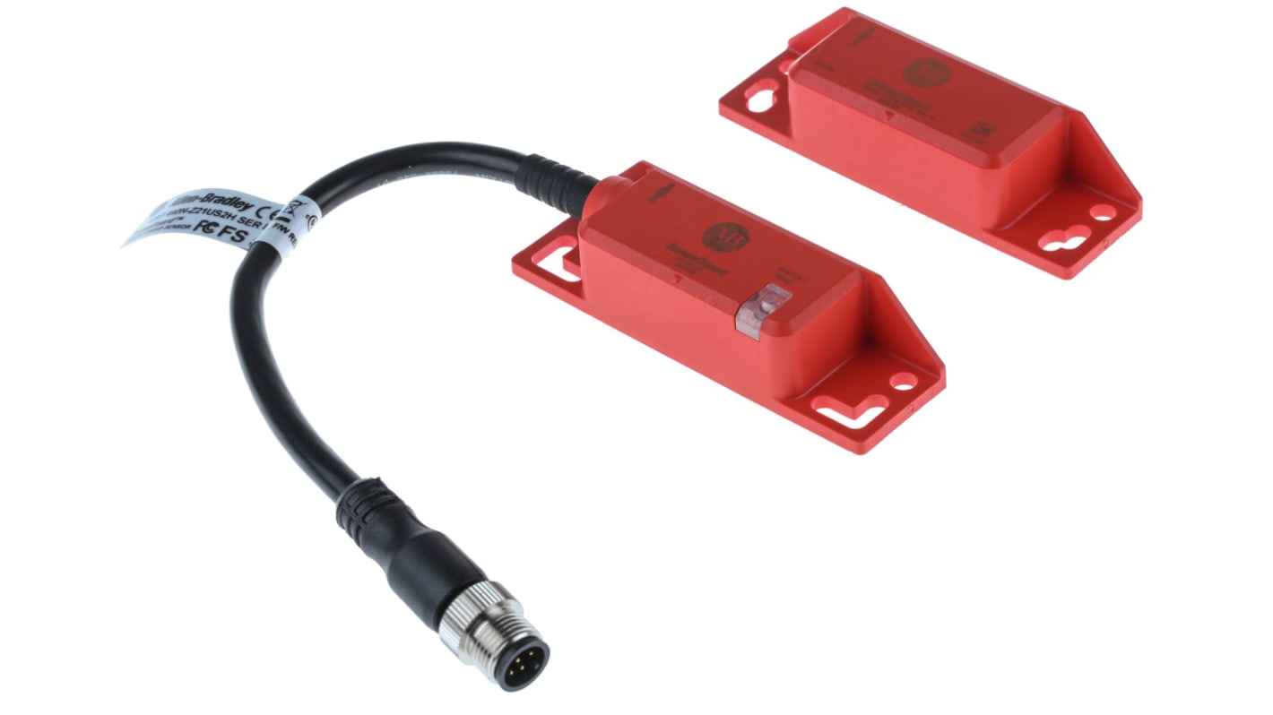 Interruttore di sicurezza senza contatto RFID SensaGuard 440N-Z21US2H di Allen Bradley Guardmaster. Tecnologia avanzata per protezione macchine.