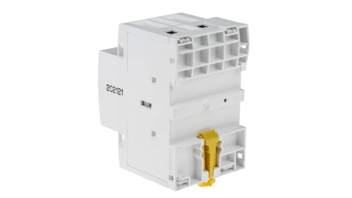 Contattore Schneider Electric A9C20882, 2 poli, 100 A, bobina 230 V, montaggio su guida DIN, dimensioni 54x85x68 mm.