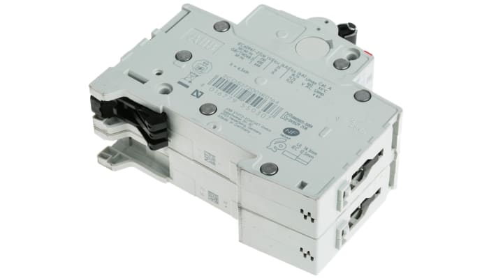 Interruttore magnetotermico ABB S202M-C16, 2 poli, 16 A, montaggio su guida DIN, dimensioni 88 x 35 x 76 mm.