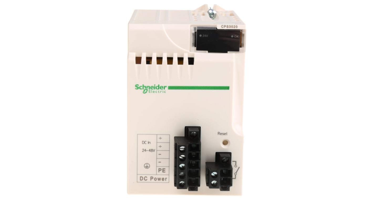 Alimentatore PLC Schneider Electric BMXCPS3020 per Modicon M340, 24-48 V c.c., 4,5 A, montaggio su rack, dimensioni 150 x 242,4 x 100 mm.