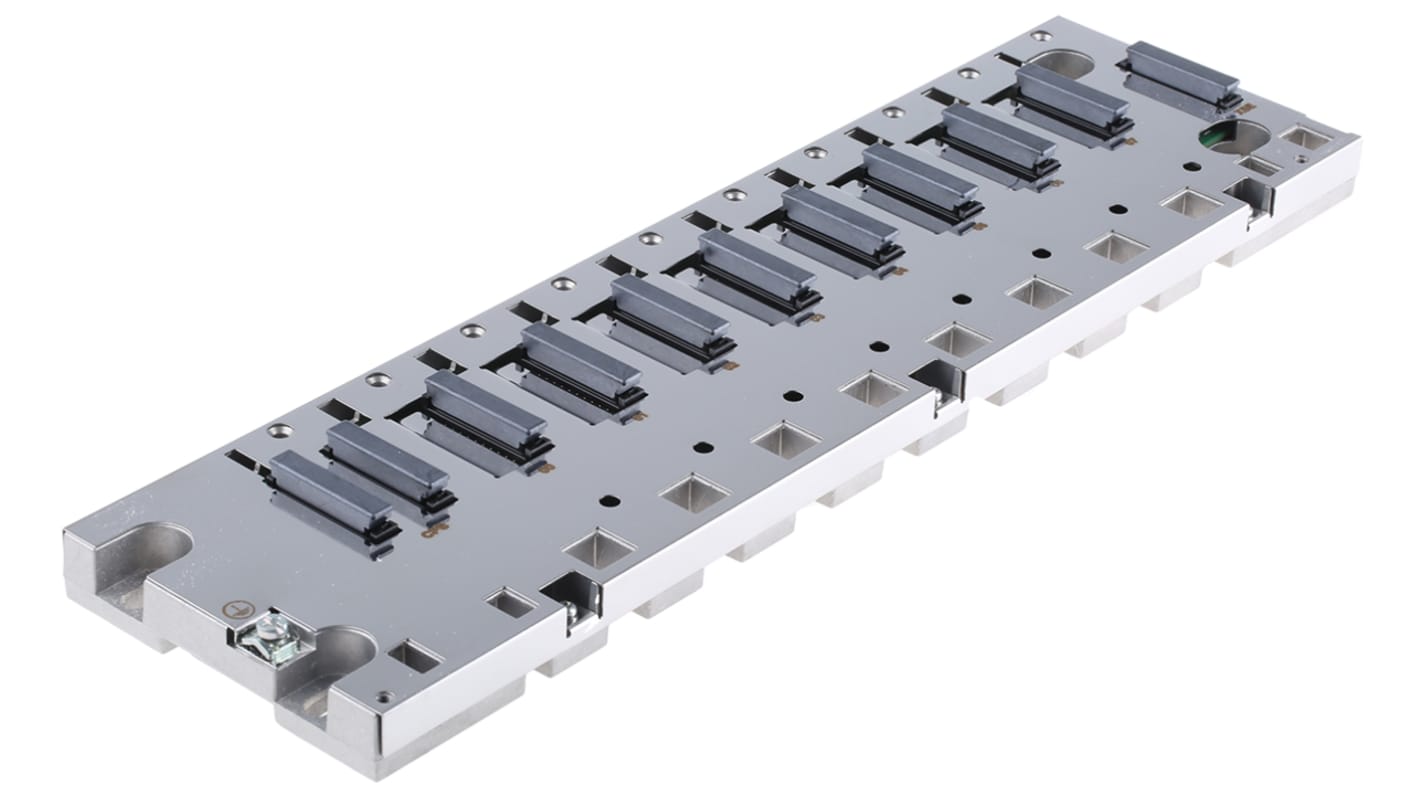 Schneider Electric BMXXBP0800: Backplane Modicon M340 per guida DIN, distribuzione alimentazione e dati PLC.