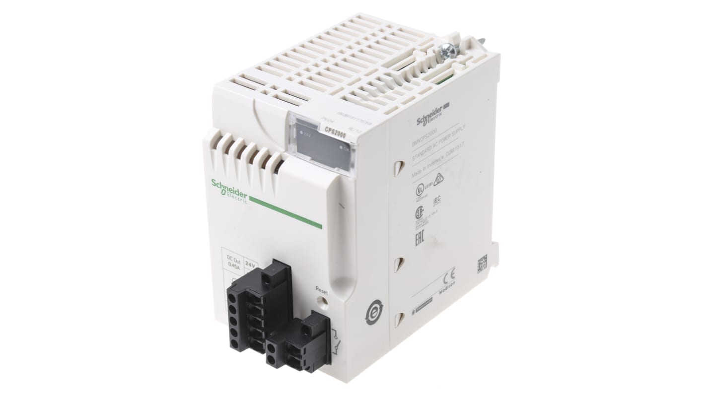 Alimentatore PLC Schneider Electric BMXCPS2000 per Modicon M340, corrente 2,5 A, protezione IP20. Ideale per automazione industriale.