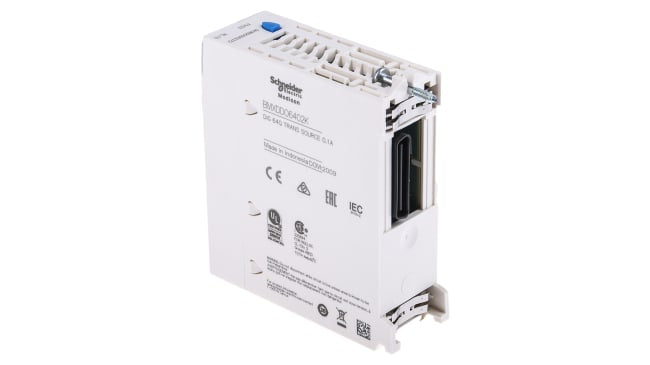 Modulo I/O PLC Schneider Electric BMXDDO6402K Serie M340. Uscite digitali a 64 canali, compatibile con morsettiere e cavi preformati. Ideale per applicazioni industriali.