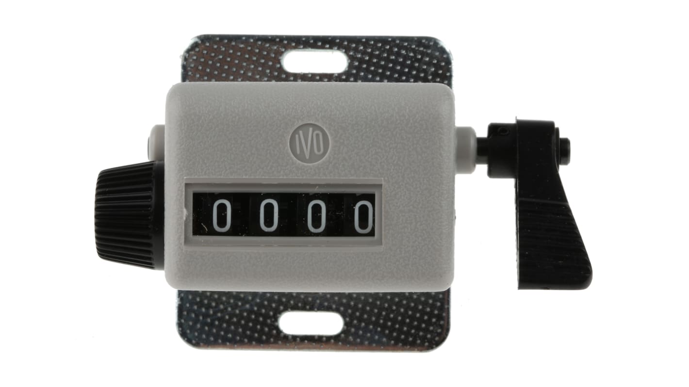 Contatore manuale Baumer T 127.001 a 4 cifre, leva di controllo rotazione, reset manuale, altezza cifra 4,5 mm.