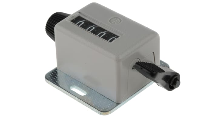 Contatore manuale Baumer T 127.001 a 4 cifre, leva di controllo rotazione, reset manuale, altezza cifra 4,5 mm.