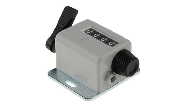 Contatore manuale Baumer T 127.001 a 4 cifre, leva di controllo rotazione, reset manuale, altezza cifra 4,5 mm.