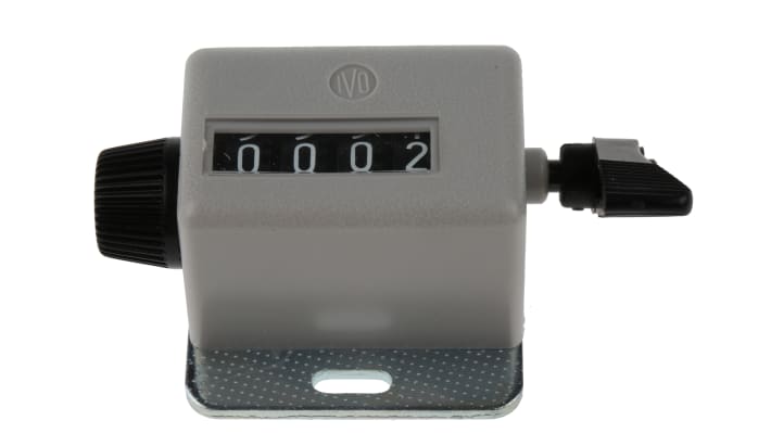 Contatore manuale Baumer T 127.001 a 4 cifre, leva di controllo rotazione, reset manuale, altezza cifra 4,5 mm.