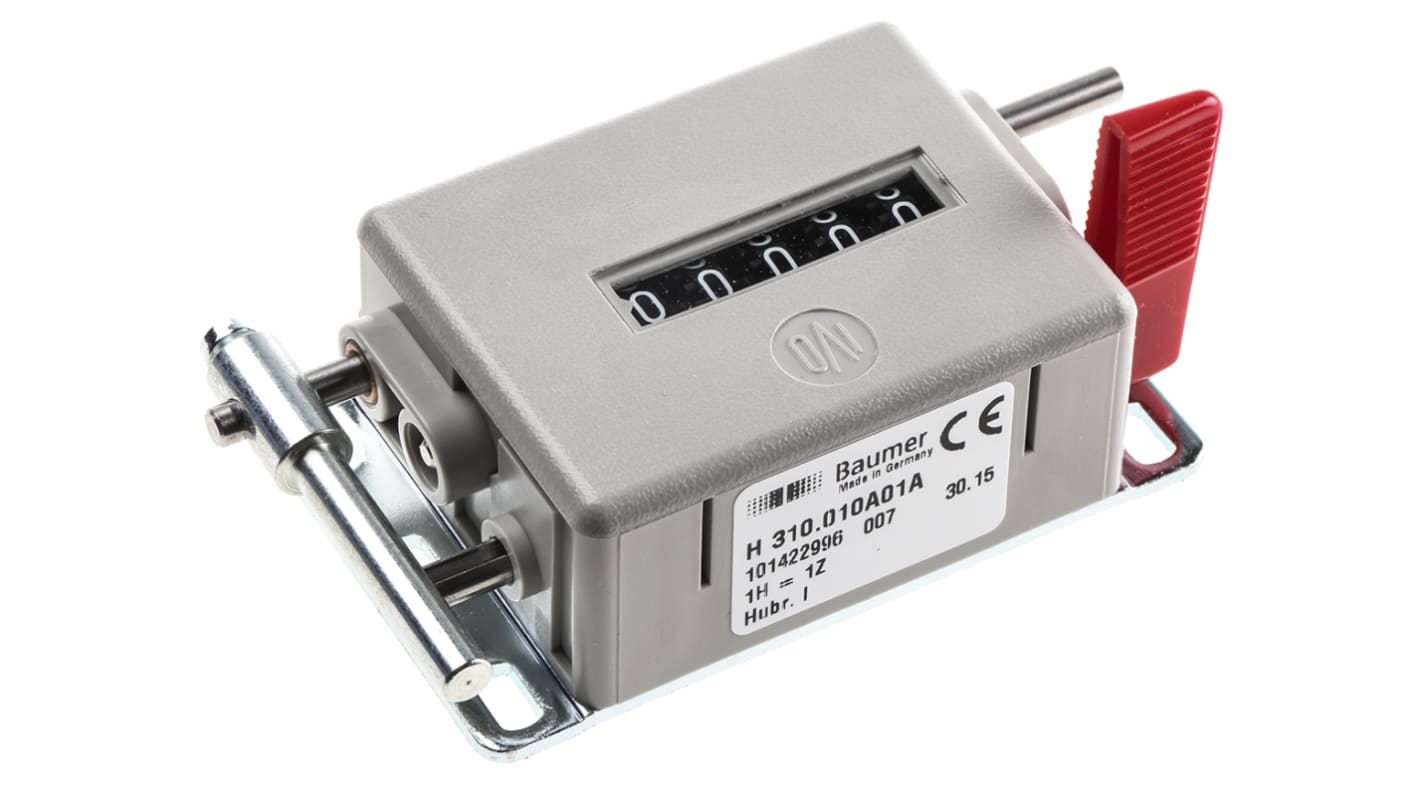 Contatore elettronico Baumer H 310.010A01A, 5 cifre, controllo leva, conteggio per corsa, altezza cifra 4,5 mm.