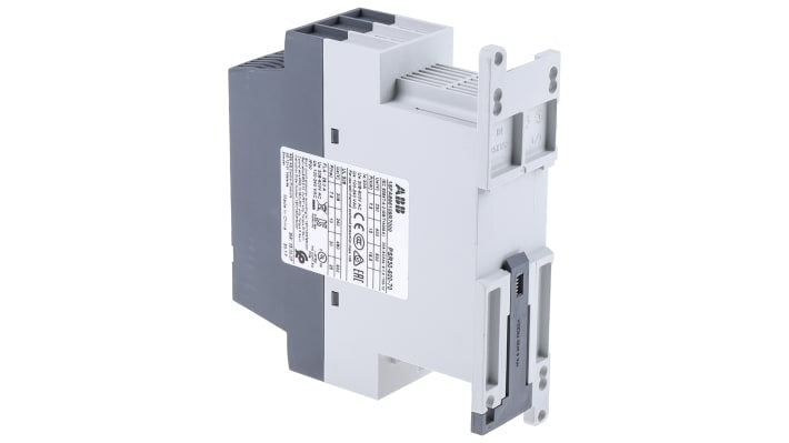 ABB 1SFA896109R7000, avviatore soft-start manuale 3 fasi, 15 kW, montaggio su guida DIN, dimensioni 128x45x160 mm.