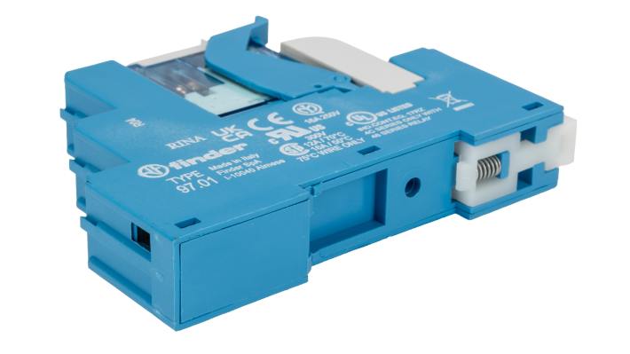 Finder Relè d'interfaccia 4C, bobina 24V cc, contatti SPDT, montaggio su guida DIN, dimensioni 81 x 15.8 x 64.6 mm.