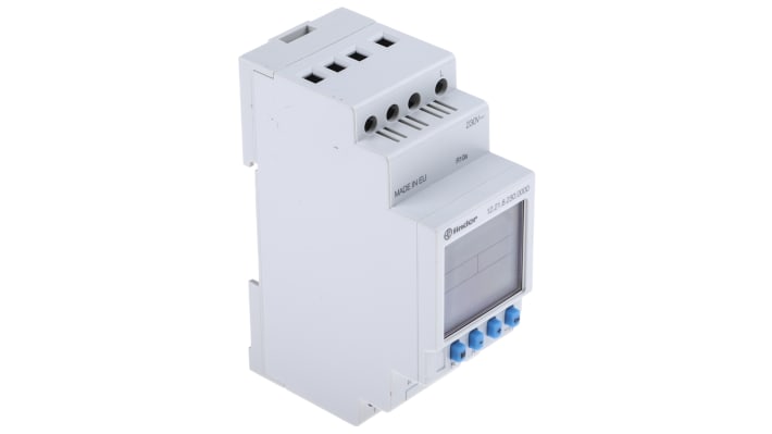 Finder 12.21.8.230.0000, temporizzatore luce scala digitale SPDT, 230 V, 1 canale, 90 mm x 44 mm x 30 mm. Funzione impulsiva 1-59 secondi.