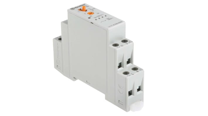 Finder 14.71.8.230.0000, temporizzatore luce scala unipolare, 230 V, ritardo 30-20 min, dimensioni 88.8 mm x 63.8 mm.