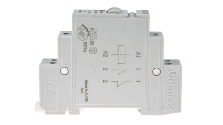Finder Relè a impulsi SPST 230V, montaggio su guida DIN, corrente 16A, profondità 58.4mm, grado di protezione IP20.