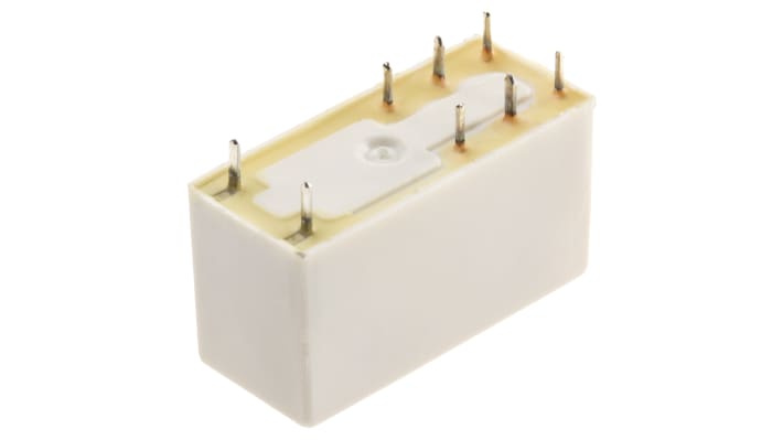 Finder 41.52.9.006.0010, relè DPDT per montaggio su PCB, 6V cc, 8A, dimensioni 15,7 x 12,5 x 29 mm.