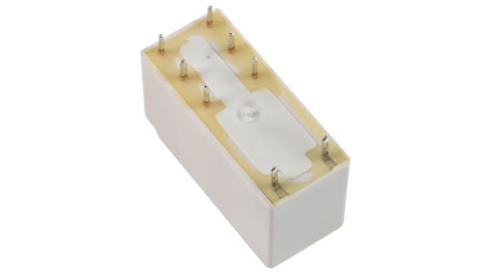 Finder 41.52.9.024.0010, relè DPDT per montaggio su PCB, 24V cc, 8A, dimensioni 29x12,5x15,7 mm.