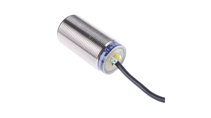 Sensore di prossimità cilindrico Telemecanique XS1M30MA250, M30 x 1.5, rilevamento fino a 10 mm, IP68, montaggio a filo.