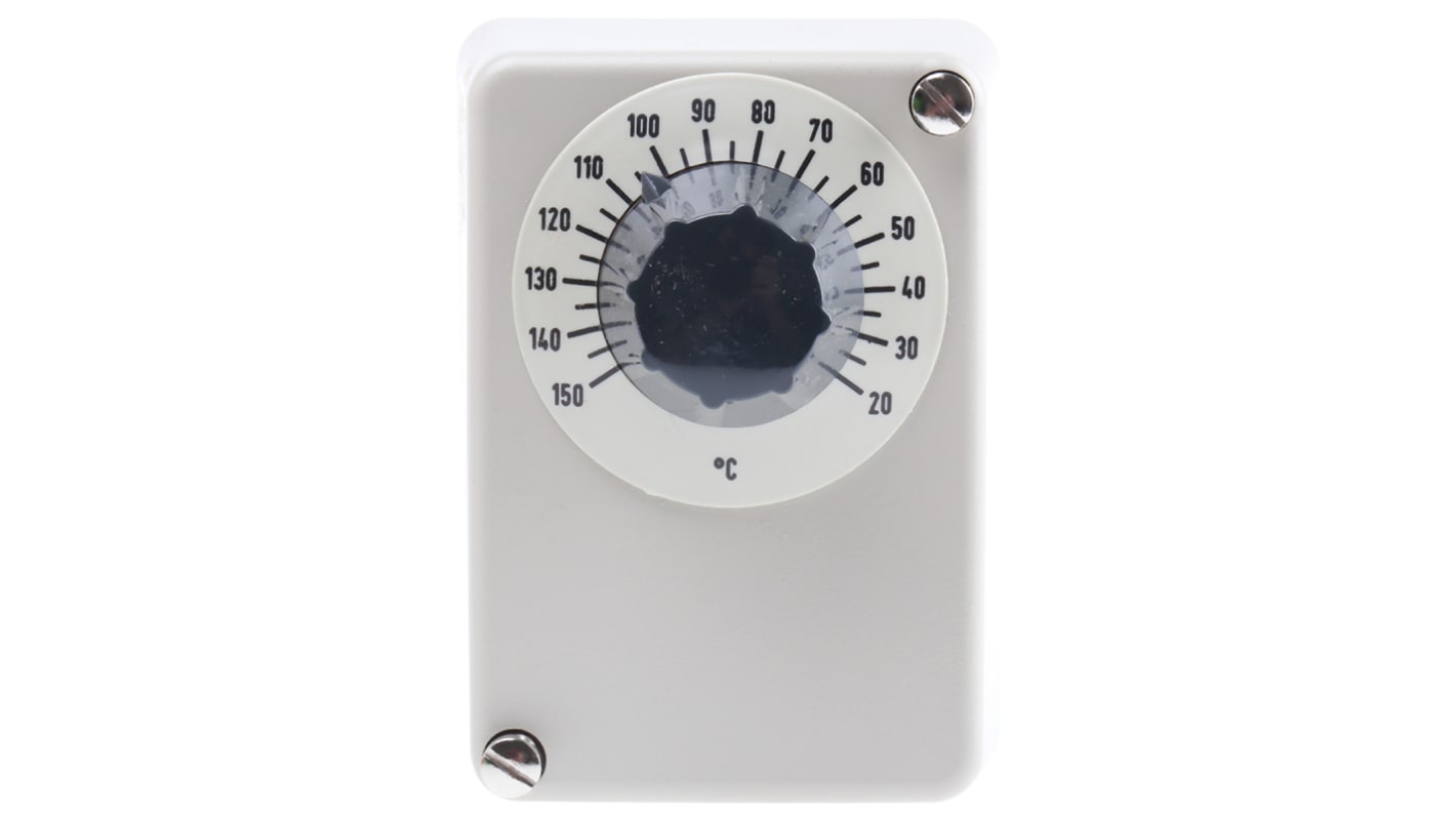 Termostato capillare Jumo, montaggio superficiale, SPST, temperatura da +20°C a +150°C, contatto 10A, 230V.