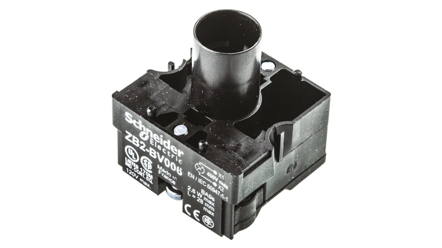 Blocco contatti e segnalazione Schneider Electric ZB2BV006 per stazioni di controllo, compatibile con la serie Harmony XAC.