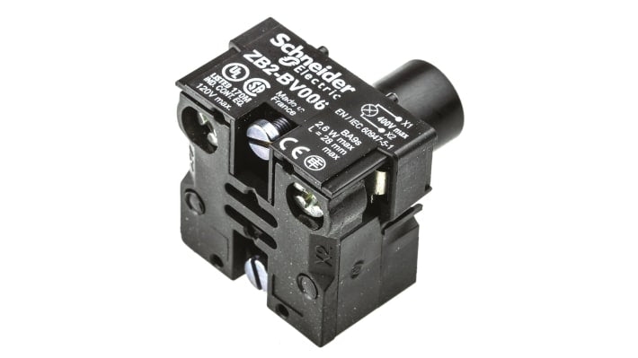 Blocco contatti e segnalazione Schneider Electric ZB2BV006 per stazioni di controllo, compatibile con la serie Harmony XAC.