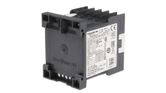 Contattore Schneider Electric LC1K0901U7, 3 poli, 9 A, bobina 230 V, dimensioni 45x58x57 mm, terminali a vite.