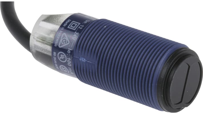 Sensore fotoelettrico cilindrico Telemecanique Sensors XUB1APANL2, rilevamento fino a 4 m, uscita PNP, IP65/IP67.