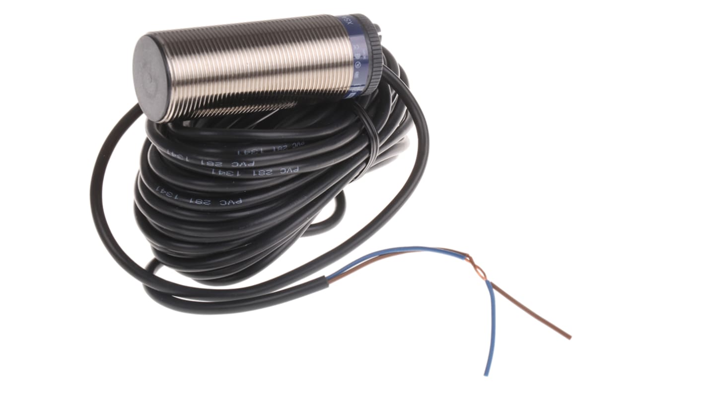 Sensore induttivo cilindrico M30 Telemecanique XSAV12801L10, rilevamento 10 mm, alimentazione 24-210 V c.c., IP67.