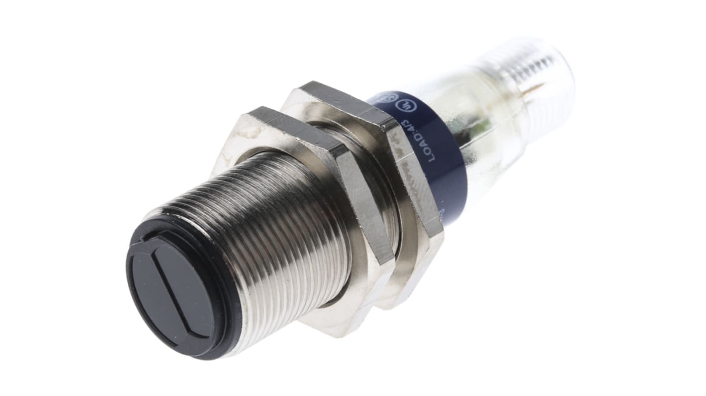 Sensore fotoelettrico cilindrico a retroriflessione Telemecanique Sensors XUB1BPBNM12, rilevamento fino a 4 m, IP65/IP67.