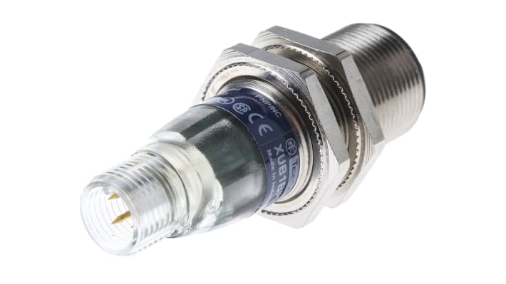 Sensore fotoelettrico cilindrico a retroriflessione Telemecanique Sensors XUB1BPBNM12, rilevamento fino a 4 m, IP65/IP67.