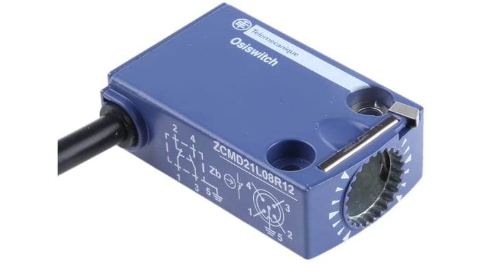 Interruttore di fine corsa Telemecanique Sensors ZCMD21L08R12, configurazione NO/NC, dimensioni 73x30x30mm, corrente 1,5A, tensione 240V AC.