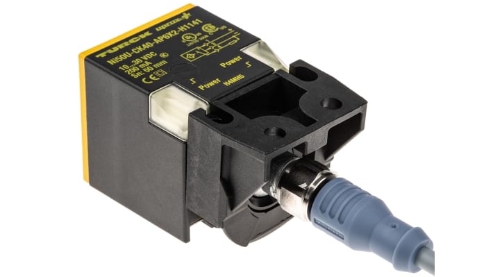 Sensore di prossimità PNP Turck NI50U-CK40-AP6X2-H1141, rilevamento 50 mm, M12, IP68, -30°C a +85°C, dimensioni 65x40x40 mm.
