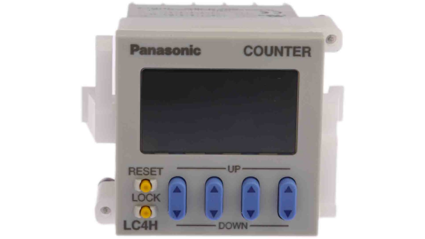 Contatore LCD Panasonic LC4HR424SJ, 4 cifre, montaggio a pannello, alimentazione 12-24 V c.c., grado di protezione IP66.