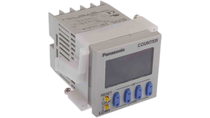 Contatore LCD Panasonic LC4HR424SJ, 4 cifre, montaggio a pannello, alimentazione 12-24 V c.c., grado di protezione IP66.