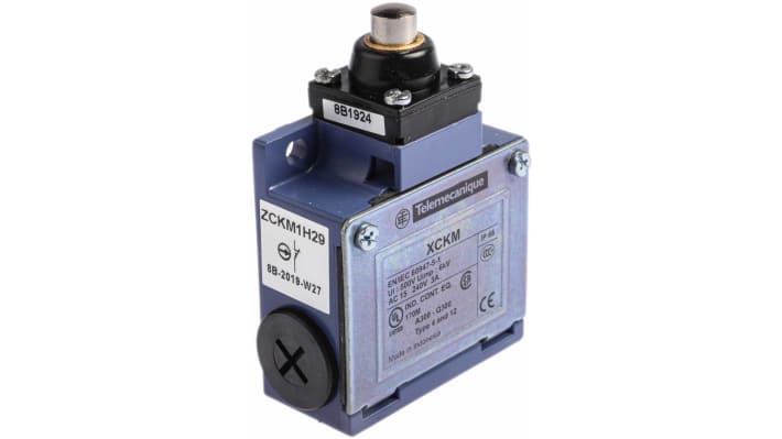Interruttore di fine corsa Telemecanique XCKM110H29 - Stantuffo NO/NC 240V 10A IP66. Ideale per scale mobili e assemblaggio elettrico.
