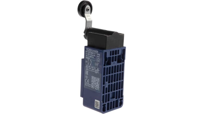Interruttore di fine corsa Telemecanique Sensors XCKS131H29, leva NO/NC, IP65, 240V, 3A, dimensioni 33x18x60 mm.