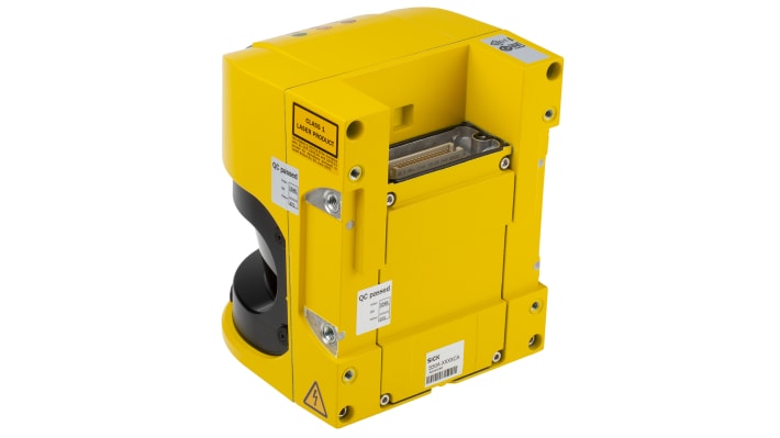 Scanner laser di sicurezza Sick S30A-4011CA, rilevamento fino a 49 m, IP 65, installazione verticale e orizzontale.