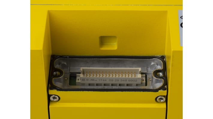 Scanner laser di sicurezza Sick S30A-4011CA, rilevamento fino a 49 m, IP 65, installazione verticale e orizzontale.