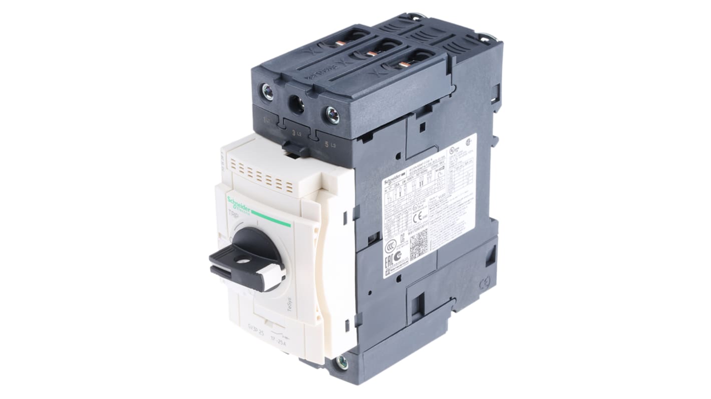 Interruttore termico Schneider Electric GV3P25, 3 poli, 23A, 690V - Protezione motori. Certificato IEC 947 e UL 508 Tipo E. Robusto, affidabile e facile da installare.