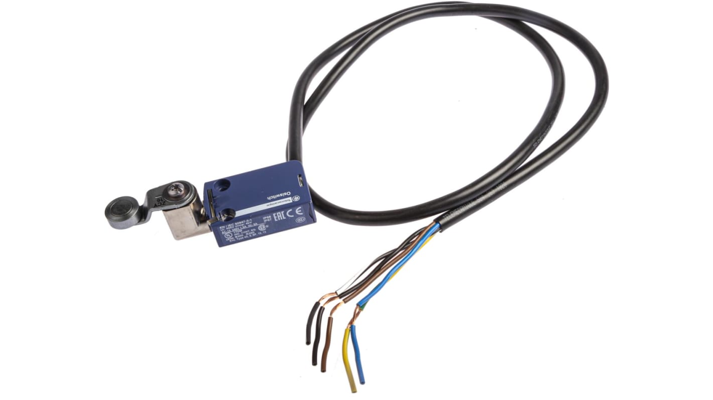Interruttore di fine corsa Telemecanique Sensors XCMD2116L1: Leva NO/NC, 240V, 1,5A, IP66/IP67/IP68. Miniaturizzato con riduzione del 40% nei tempi di collegamento.