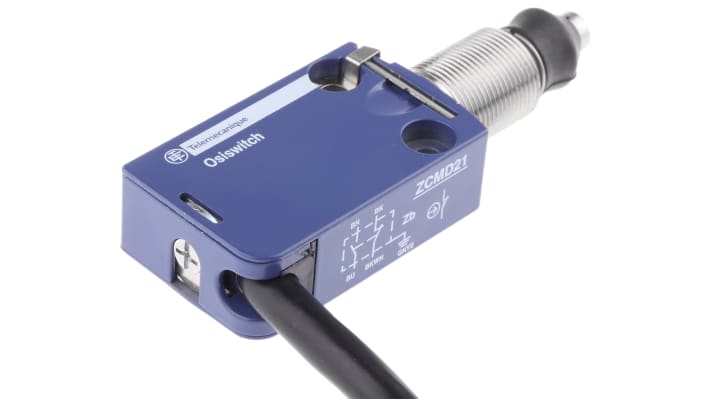 Interruttore di fine corsa Telemecanique Sensors XCMD21G1L1, attuatore a stantuffo, configurazione NO/NC, dimensioni 50x30x16mm.
