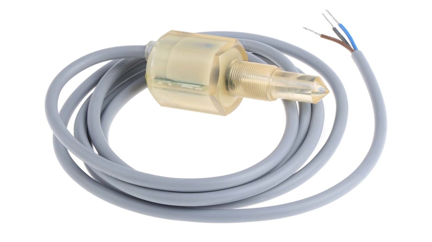 Interruttore di livello Baumer FFAK 16PTD1099/L, montaggio orizzontale/verticale, uscita PNP, IP68, temperatura da 0 a 65 °C.