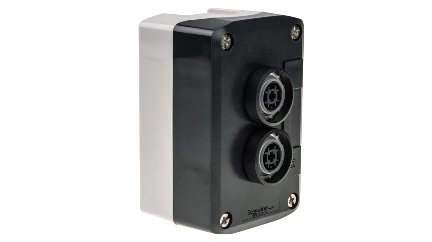 Pulsante di controllo Schneider Electric XALD214, IP66/IP67/IP69K, 6A, diametro foro 22mm, attuazione a molla, dimensioni 74x68x66mm.