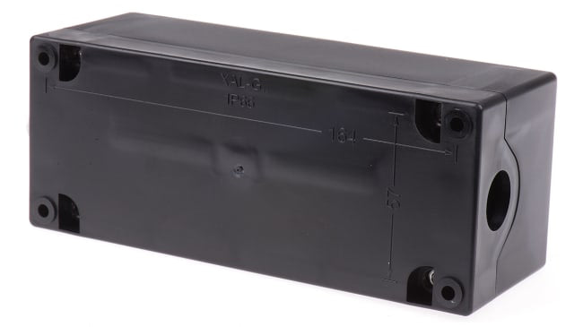 Contenitore plastica per pulsante Schneider Electric XALG04, 4 fori Ø 22mm, resistente a solidi, liquidi e sostanze chimiche. IP 66/69K.