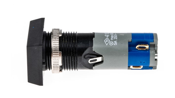 Interruttore a pulsante Saia-Burgess TH401100625, SPDT luminoso, montaggio a pannello, profondità 45 mm, foratura 16,2 mm.