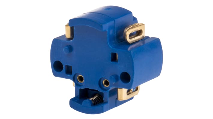 Blocco contatti pulsante Saia-Burgess 1CO, con serratura sicura e opzioni di montaggio posteriore.