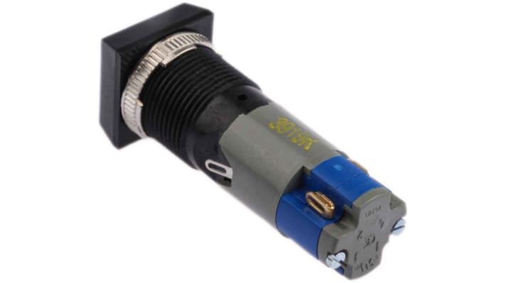 Interruttore a pulsante luminoso momentaneo SPDT Saia-Burgess, montaggio a pannello, colore argento, foratura 16,2 mm.